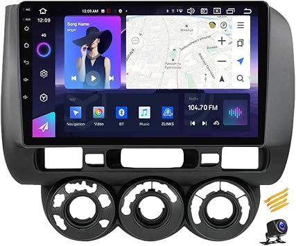 Car Stereo Double Din Android 14 Radio 9 Inch Touchscreen Compatible with Honda Jazz City 20022007 Multimedia Player Support Navigation/Android Auto/Carplay/Steering Wheel Controls,RHD,NF7
