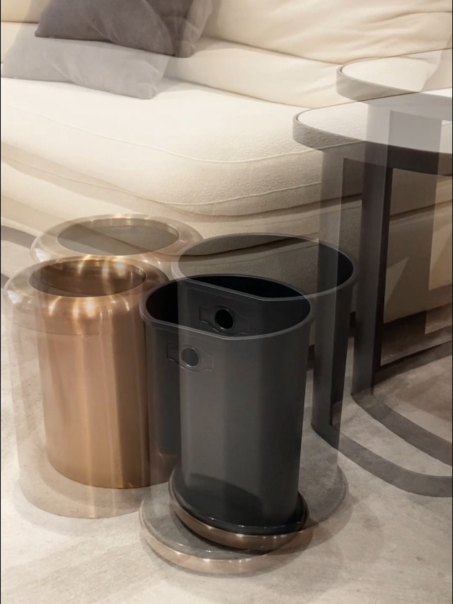 Image of 2.6 Gallon /10L Rose Gold Bathroom Trash Can, Mate Office Garbage Can, Open Top, Stainless Steel Waste Basket, for Bedroom, Hotel, Powder Room, Kitchen, Home (135Rose Gold)