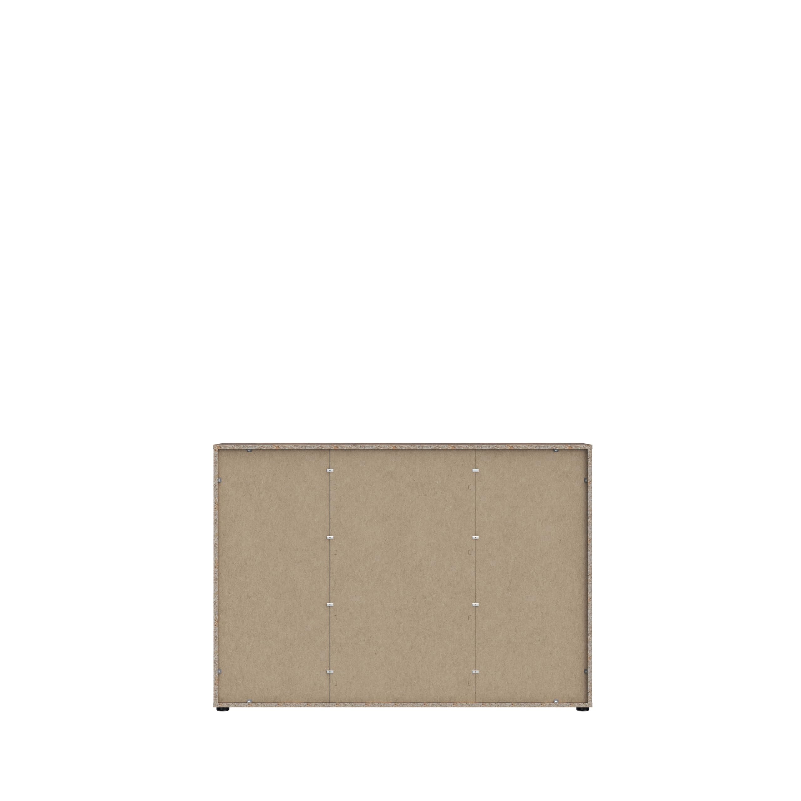 Forte ATTALYAR Kommode mit 4 Schubladen und 2 Türen, Holzwerkstoff, Old – Wood Vintage/Betonoptik Dunkelgrau, B x H x T: 129,6 x 91,3 x 38 cm