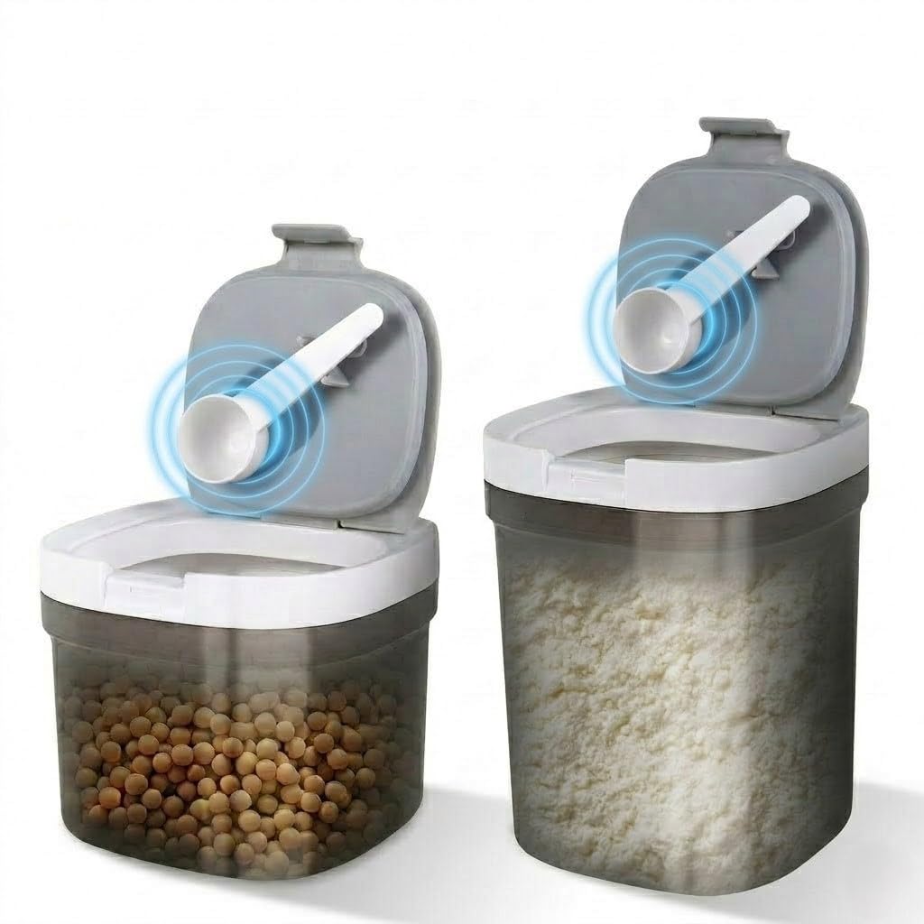 YJQXMYU Powder Dispenser with Magentic Spoon, Airthight Food Coffee Container with Lid, Cereal Storage Jar for Formula, Protein, Creatine, Sugar, Beans, Tea, Cereal (800+1300ml)