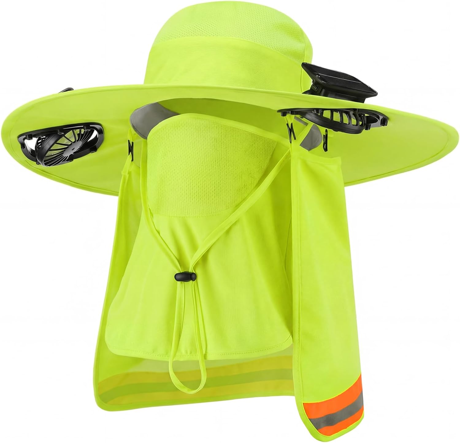 Sun Fishing Hat with Solar Fan Wide Shade Full Brim Sun Outdoor Fishing Hat Neck Sunshade Cover Summer Protection Accessory