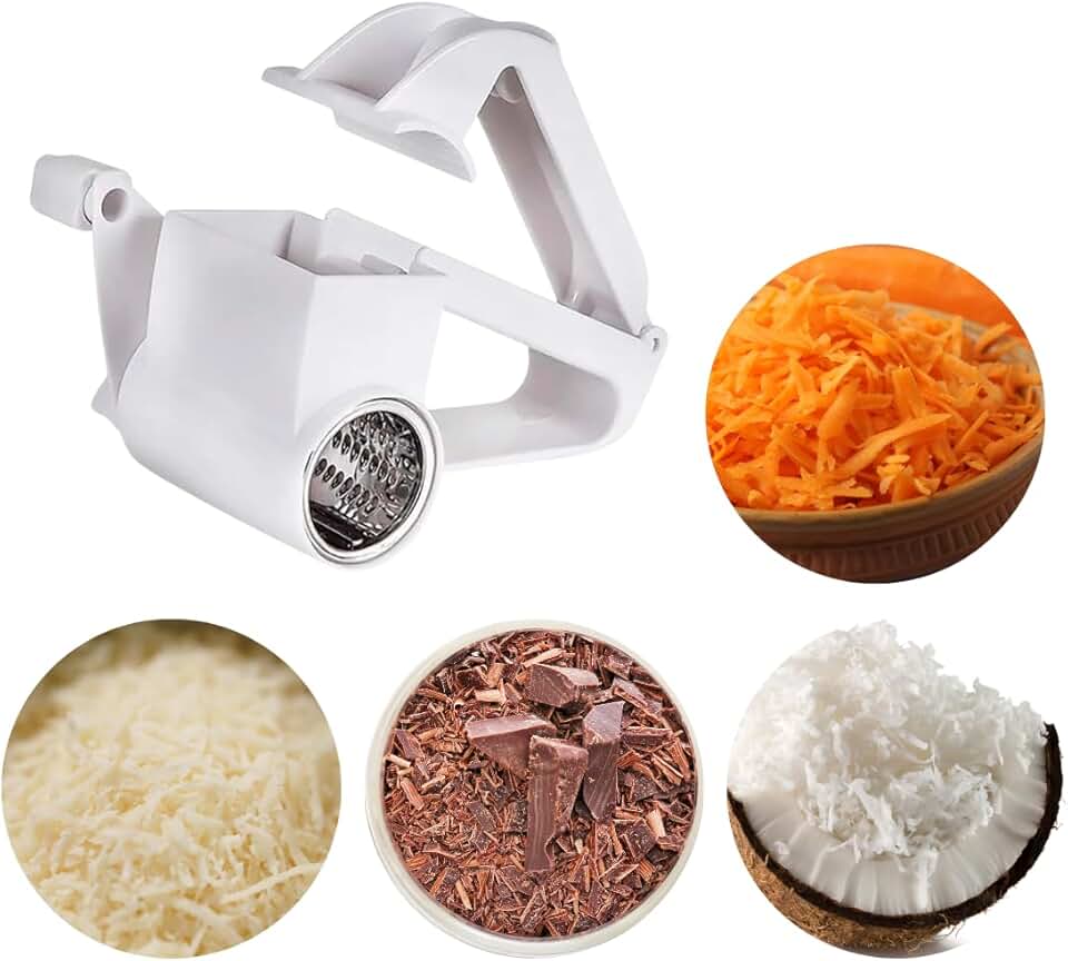 Ralador Manual Prático para Queijo Parmesão, Chocolate e Frutos Secos - Lâminas em Aço Inoxidável - Utensílio de Cozinha Ergonómico, Seguro e Fácil de Limpar