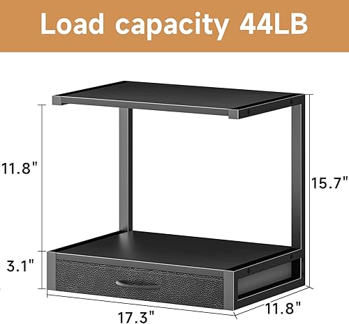 Miniatura 6 de YAOHUOO Soporte de impresora de escritorio de 2 niveles con cajón de tela, mesa de impresora con estante de almacenamiento, organizador de