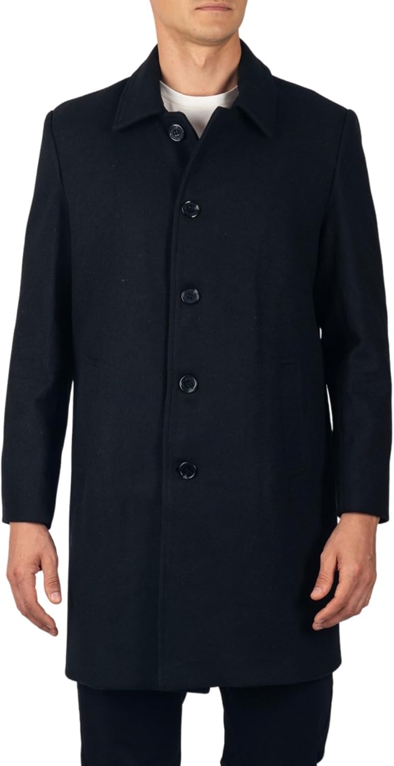 Alpine Swiss Orson Mens Wool Blend Car Coat Tailored Long Topcoat for Men Single Breasted Overcoat Winter Jacket Walking Coat