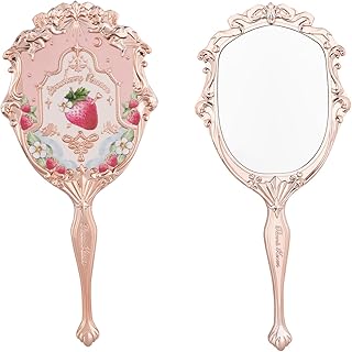 Flower Knows Strawberry Rococo Hand Mirror,Vintage Portable Handheld Mir...