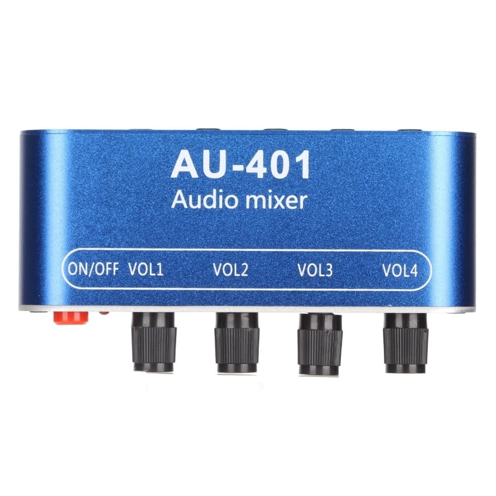 Anu Limen 3.5mm Volume Adjustment 4 in 1 Out Stereo Mixer Aluminum Alloy Audio Mixer Stereo Sound Power Selector Amplifier PC Audio