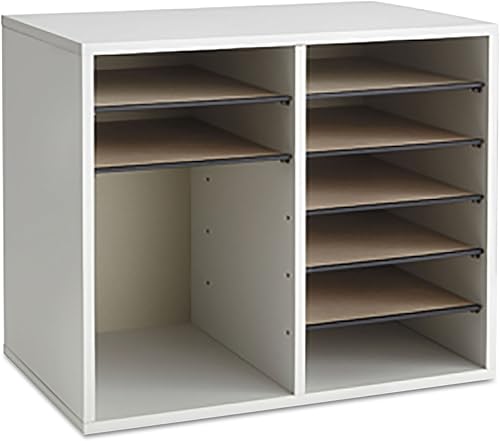 Vista 95 de Safco 9422GR - Organizador de papel y literatura ajustable de madera, 16 piezas ajustables, construcción duradera apilable, hogar, oficina, correo