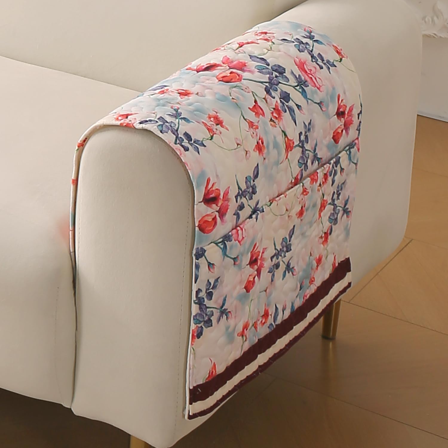Velvet Sofa Backrest Mat - Pansies Teal -10