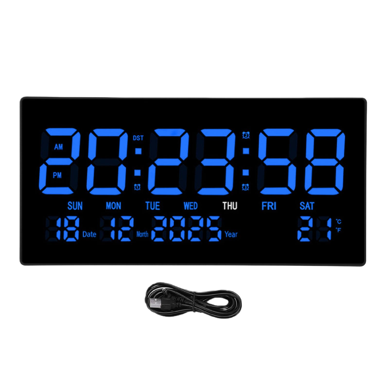 Asixxsix Reloj de Pared Digital LED Pantalla Grande Calendario Silencioso