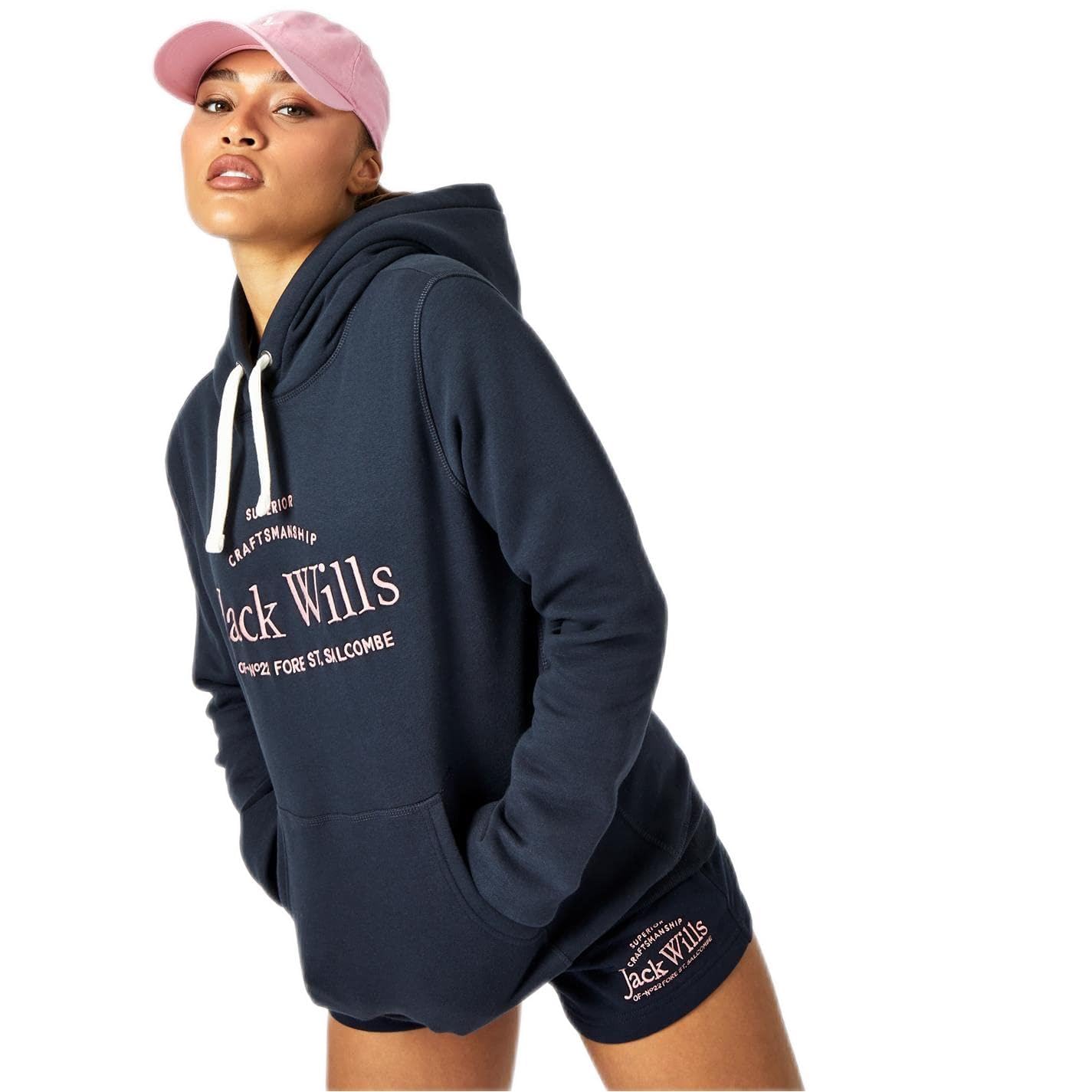Jack Wills Womens Hunston Graphic Logo Hoodie Navy 3XL