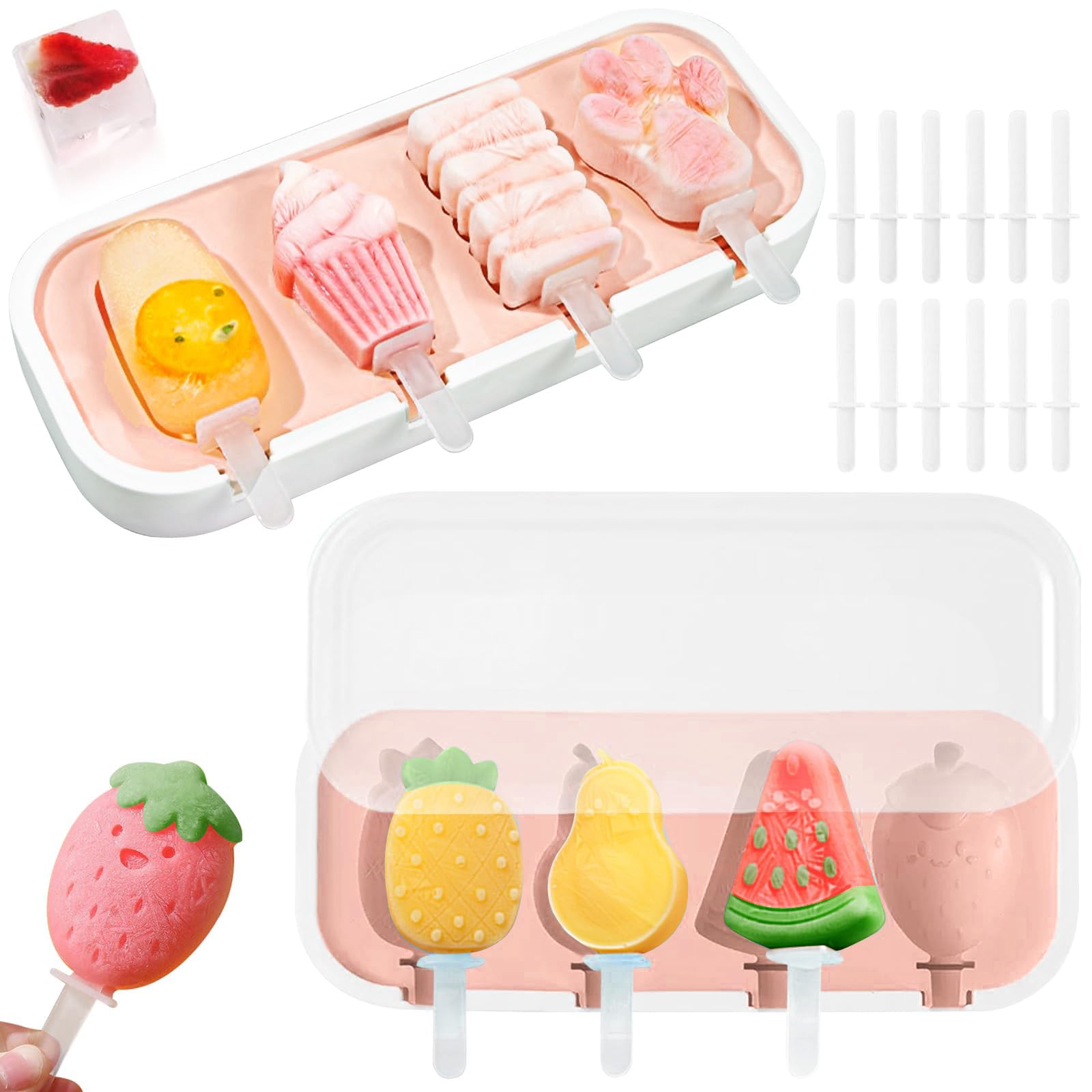 Stampo Per Ghiaccioli In Silicone, 7 Mini Formine Con Bastoncini Colorati – Ideale Per Bambini E Gelati Fatti In Casa - 2