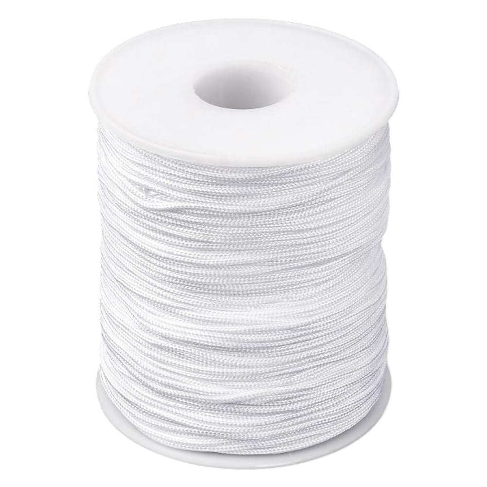 PH PandaHall 1.5mm White Nylon String 100 Yards Lift Shade Cord Blinds Pull String Wind Chime Strings Braided Beading Strings Kumihimo Macrame Thread for Windows Roman Shade Repair Friendship Bracelet