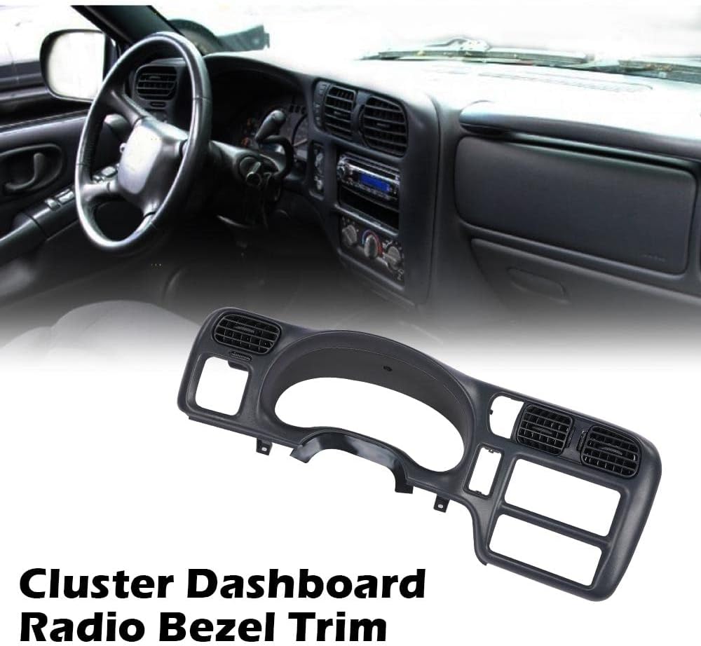 PIT66 Dash Board Bezel Replace Compatible with BLAZER JIMMY SONOMA S10 BRAVADA 1998-2004 Dark Gray（Only Fit for vehicle with Single Din Radio）