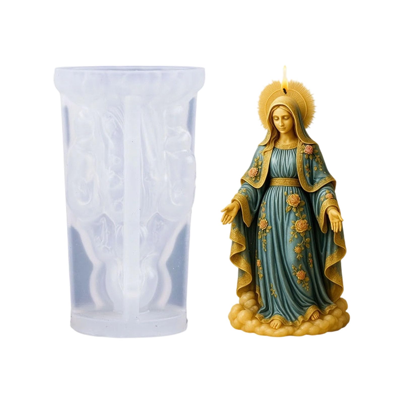 COOLHOOD Silicone Figurine Casting Mold for Resin Plaster Wax, Flexible Single Cavity Mold for Home Statue Projects Figurine Casting Silicone Statue Resin Plaster Wax Craft Easy Release Relief Home