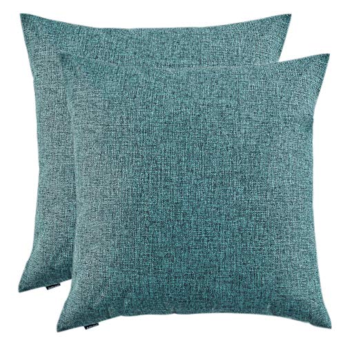 Artcest Set Of 2, Decorative Linen Bed Throw Pillow Case, Sofa Durable Modern Stylish, Comfortable Cushion Cover For Couch (Peacock Blue, 20X20 Inches) #TOP29