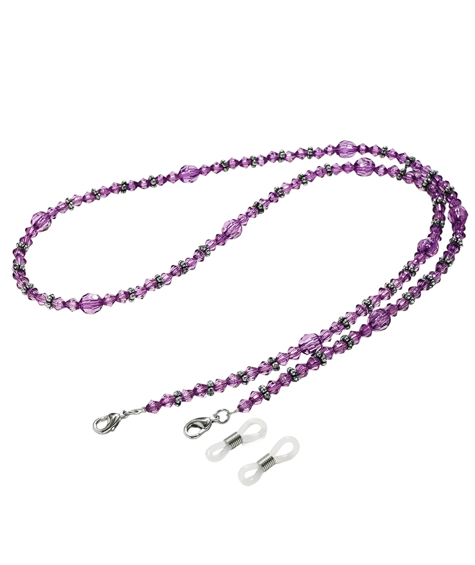 Specs Holder Strap, Stylish Purple Beaded Spectacle Chain for Women, Functional Eyeglasses Retainer, 70CM Length