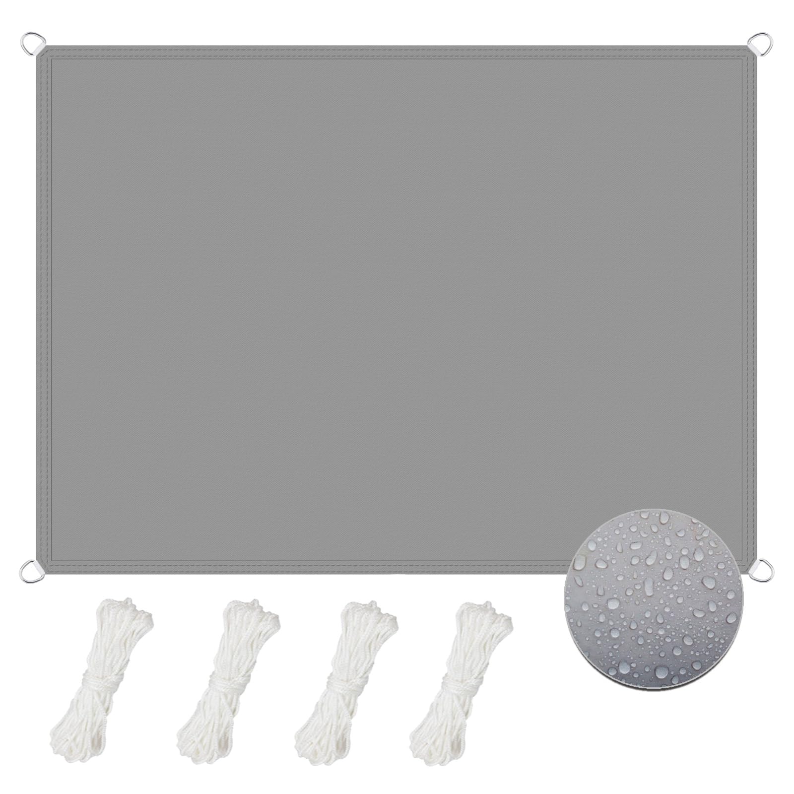 Voile d'ombrage terrasse 2 x 4 m gris clair pour ombrager le salon de jardin