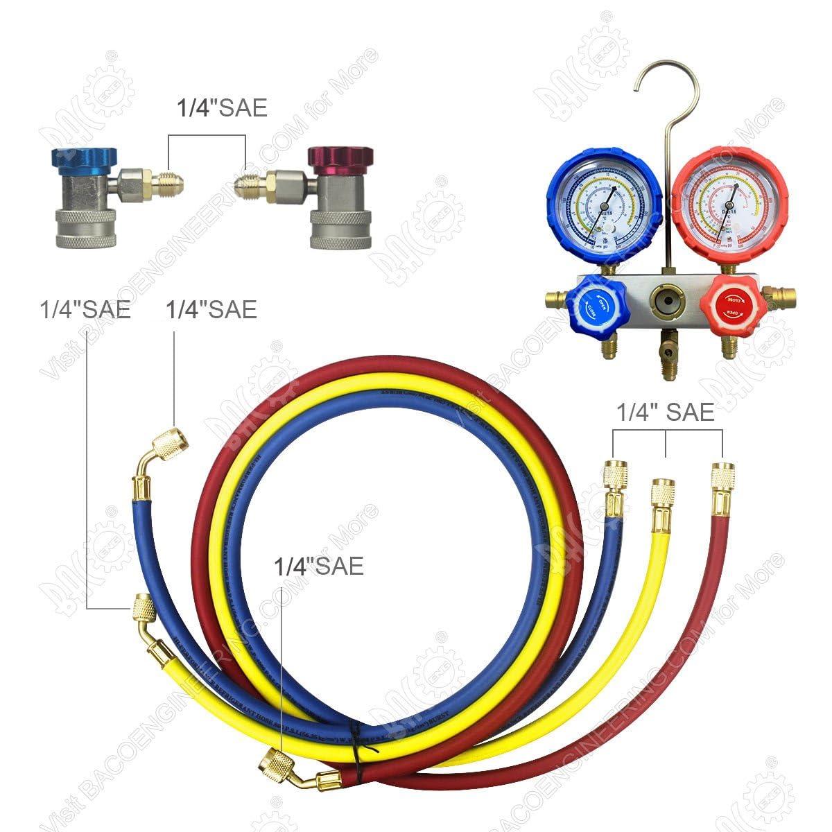 BACOENG Pompe a Vide Climatisation, Kit Recharge Climatisation Voiture, Pompe à Vide Frigoriste pour HVAC/Auto AC, R134A R410A R407C