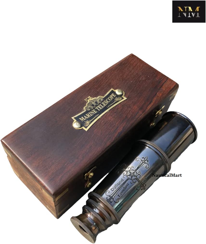 Brass Dollond London Telescope Functional Engraved Marine Pirate Celestial Viewing Telescope Wonderful Gift for Travelers Adventure Enthusiasts