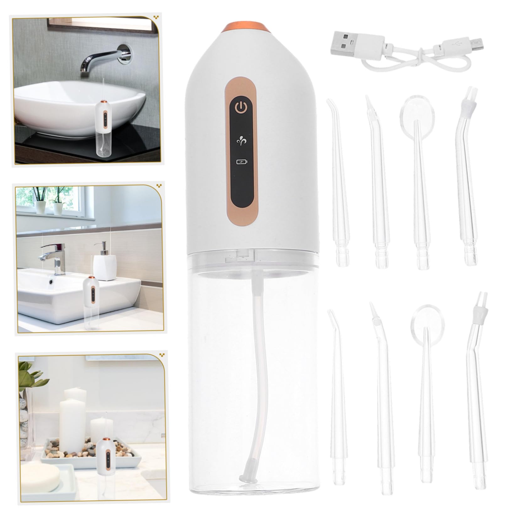 PLAFOPE Irrigador Bucal Portátil Recargable Hilo Dental de Agua Eléctrico Resistente al Agua para Limpieza Dental Casa Viajes Oficina