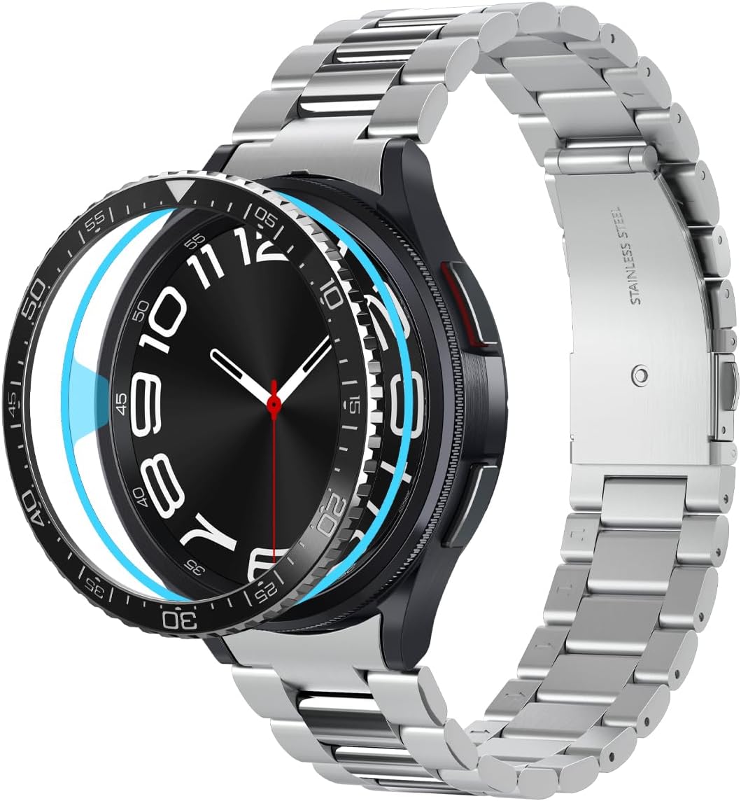 Galaxy Watch 6 Classic 43mm Case Bezel Ring Frame Style Galaxy Watch Bezel Tune ACS06863 (Black)