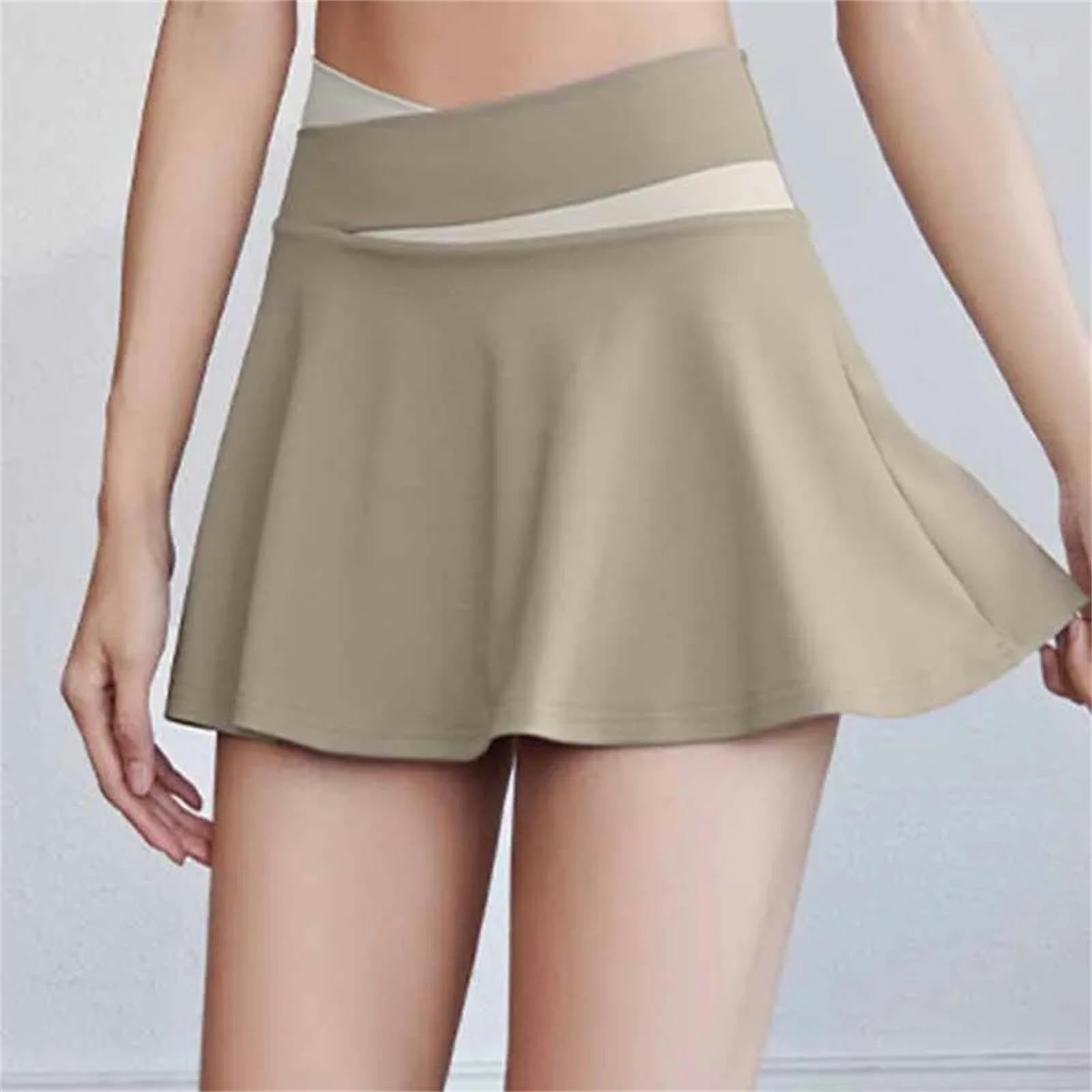 Falda Plisada Faldas De Tenis Femeninas Deportivas Faldas Plisadas De Golf Falsas Conjuntos De Dos Piezas De Fitness Cruzado Yoga Skot