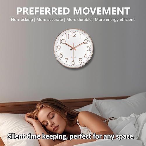 Miniatura 4 de Relojes de pared silenciosos que funcionan con pilas de 8 pulgadas, reloj de pared analógico con número de vidrio templado de gran tamaño, reloj de