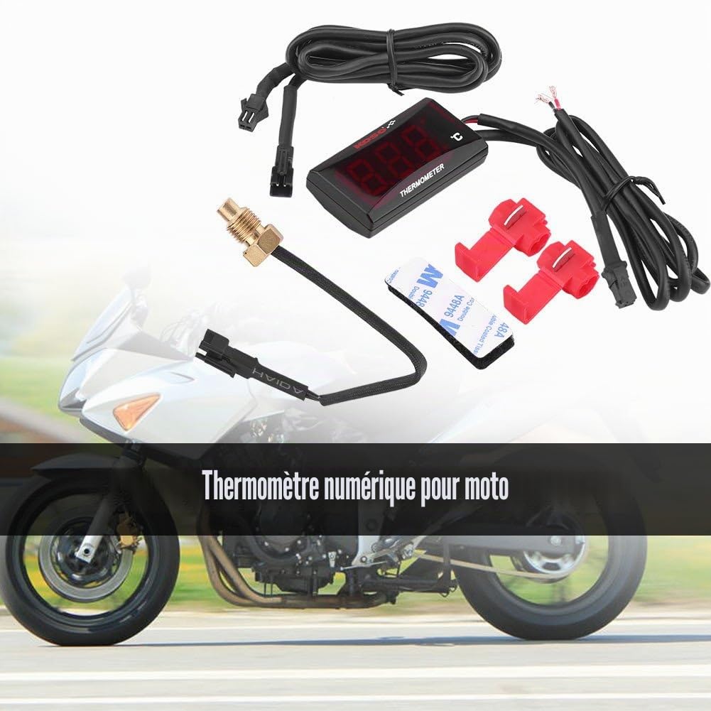 Yctze Compteur Temperature pour Compteur de Temperature Moto Thermomètre de Moto Compteur Universel de Jauge de Température de Température d'eau d'instrument de Thermomètre Numérique de Moto