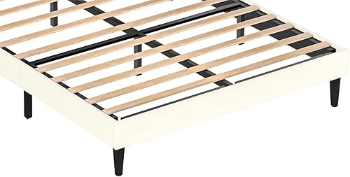 Miniatura 7 de Base de cama matrimonial tapizada moderna con cabecero, base de cama de tamaño matrimonial con almacenamiento debajo de la cama y listones de
