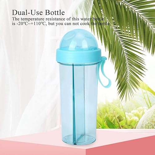 Miniatura 3 de TOPINCN DualUse Drinking Bottle, 600ml Portable Outdoor Travel Sport Two Straws Water Bottle, Silicone Handle, High Temperature Resistance