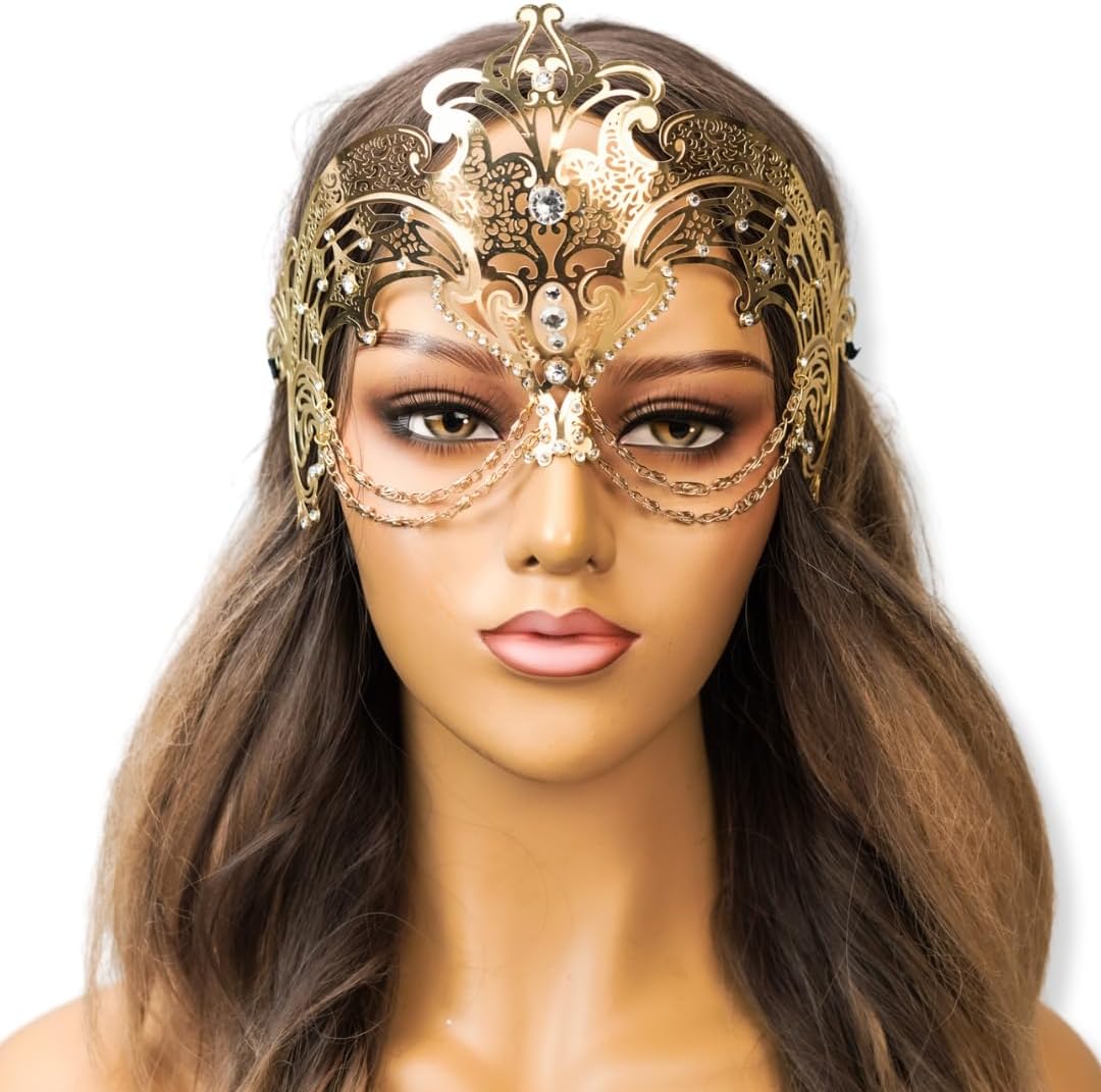 Queen's Masquerade Mask for Women Large Eye Halloween Costume Cosplay Medieval Party Masks Venetian Mardi Gras Burlesque Mask