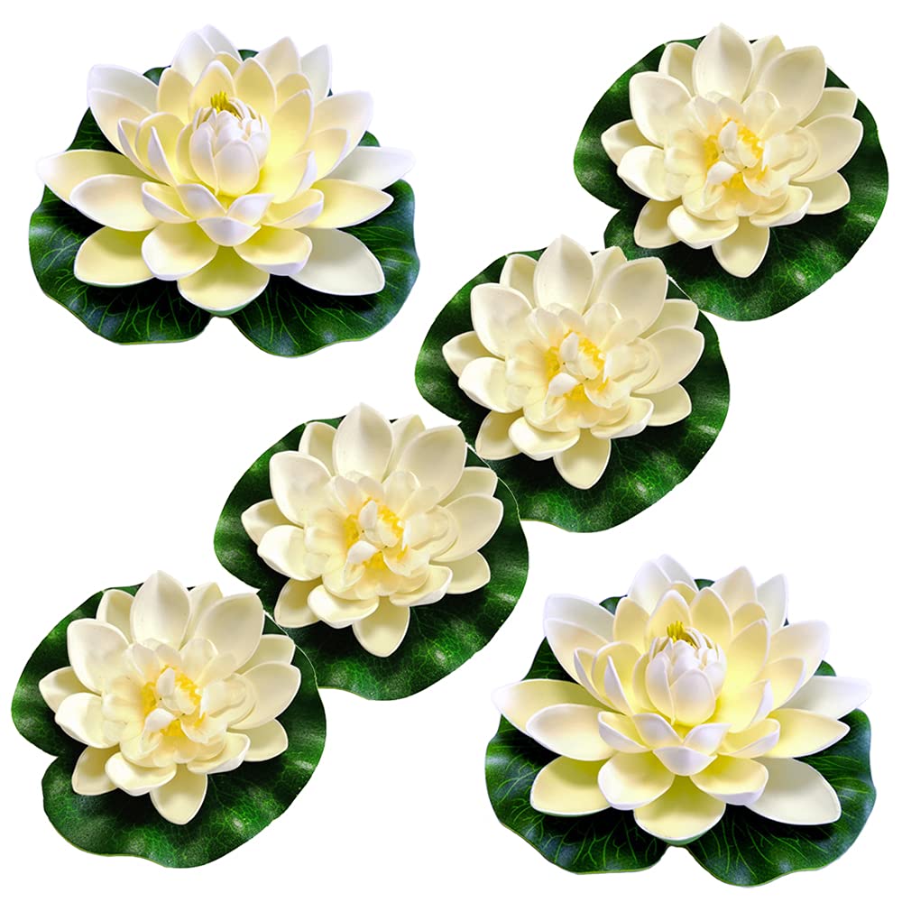 Fiori Galleggianti per Piscina 6 Pezzi Fiore di Loto Piante Acquatiche per Laghetto Fiori di Loto Floating Flowers Ninfea Floating Plant le Ninfee Piante Galleggianti per Acquario Nozze