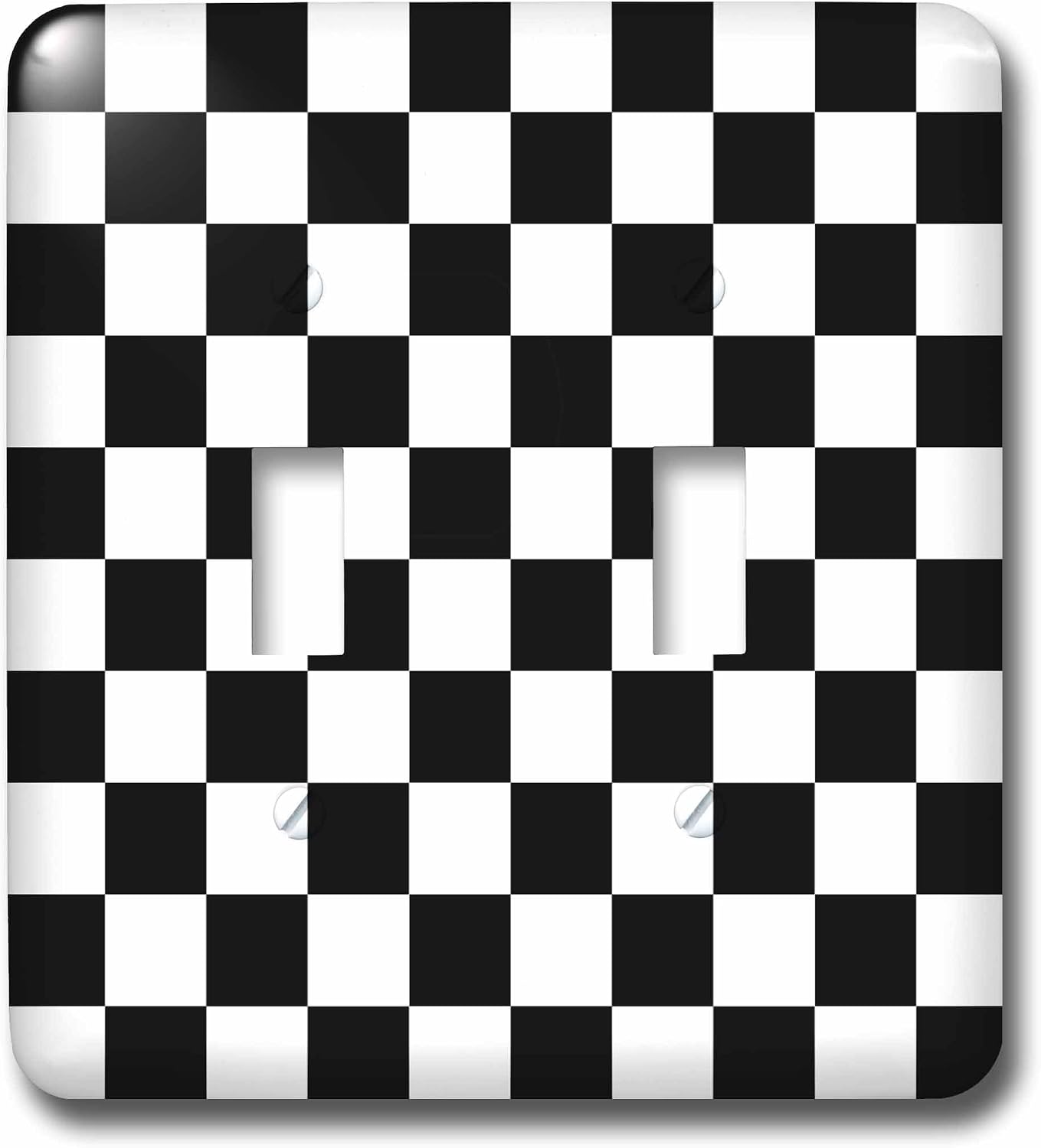 3dRose lsp_78204_2 Black and White Checkerboard Pattern Double Toggle Switch