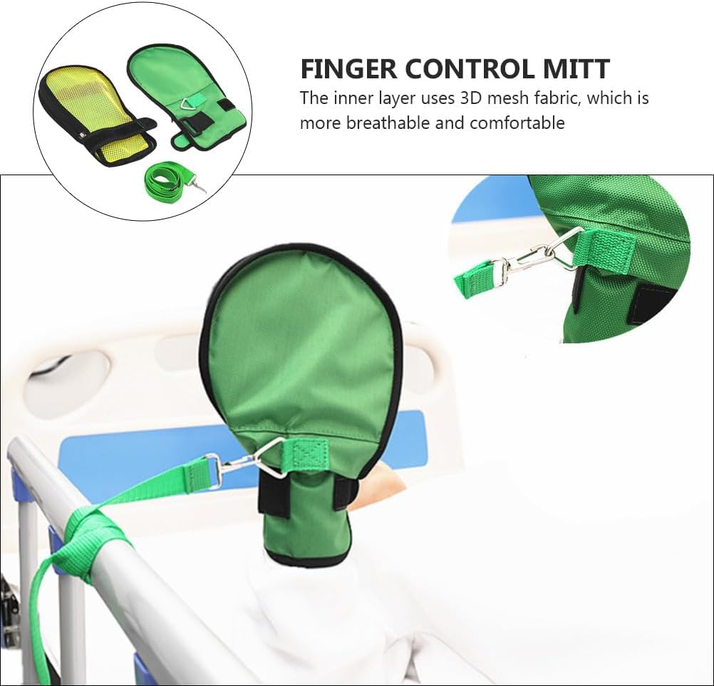 HEALLILY Safety Adjustable Finger Control Mitt Breathable Mesh Elder Gloves for Patient Care at Home and Hospital
