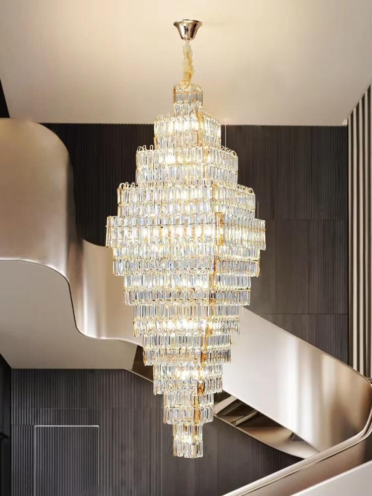 Villa Duplex Loft Stairs Living Room Hall Crystal Large Chandelier Hollow Pick Empty Pendant Light,for Decoration