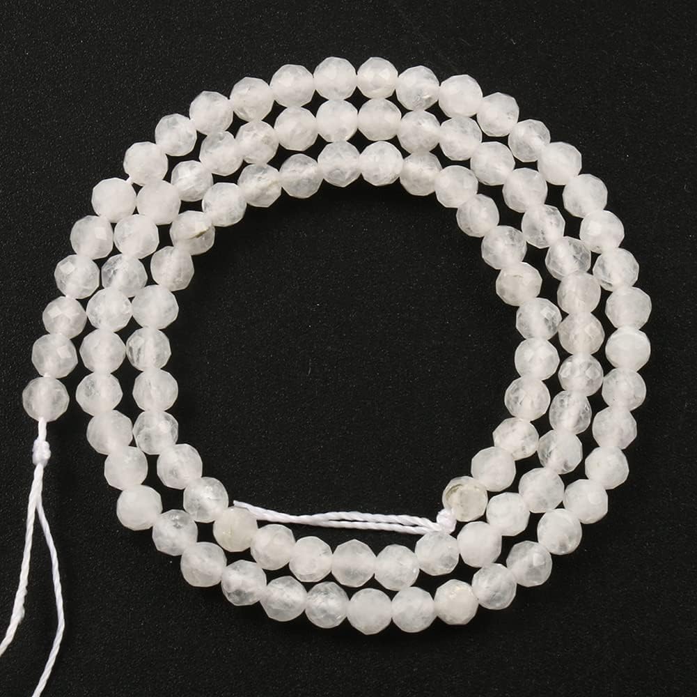 Song Xi 120pcs 3mm Natural White Moonstone Gemstone Beads Faceted Round Loose Stone Beads for Jewelry Making (1 Strand) - Image 3