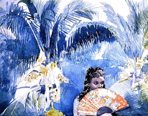 Toile Winslow Homer Fille à l'éventail, impression jet d'encre sur toile d'art 60x90cm