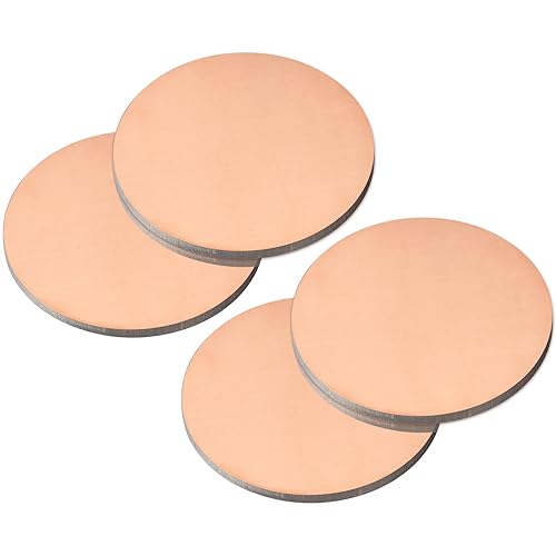 Miniatura 41 de uxcell Hoja de cobre puro, 4 piezas de 2 x 0.04 pulgadas, calibre 18 T2, placa redonda de metal de cobre para manualidades, reparaciones eléctricas