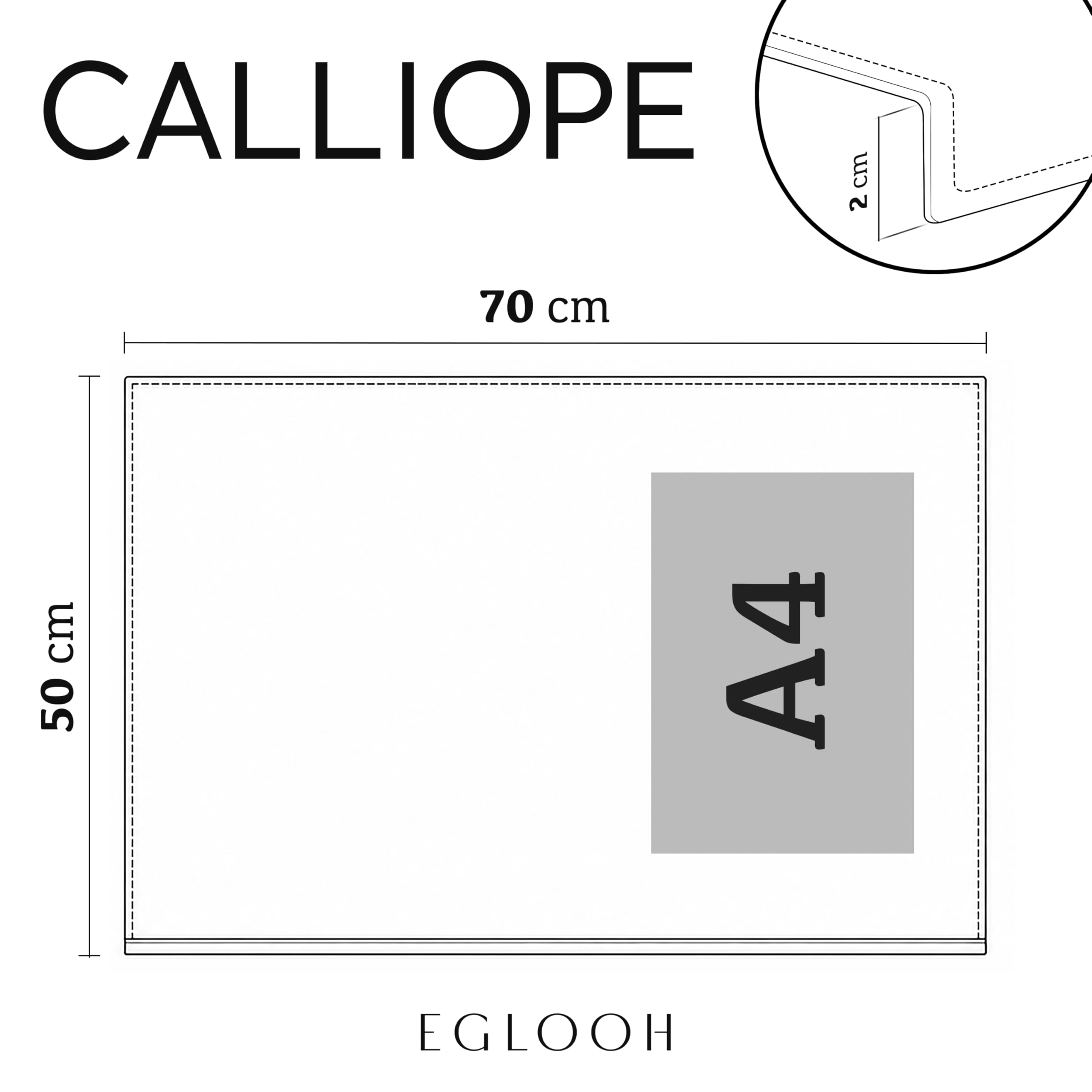 Eglooh Calliope Sottomano Scrivania Cuoio XXL Antiscivolo Made in Italy
