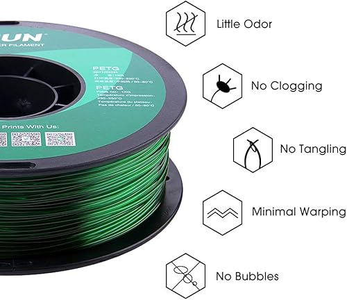 Miniatura 4 de eSUN filamento PETG de 175 mm para impresora 3D de 1 kg 22 libras color naranja filamento PETG para impresora 3D semitransparente de 175 mm color