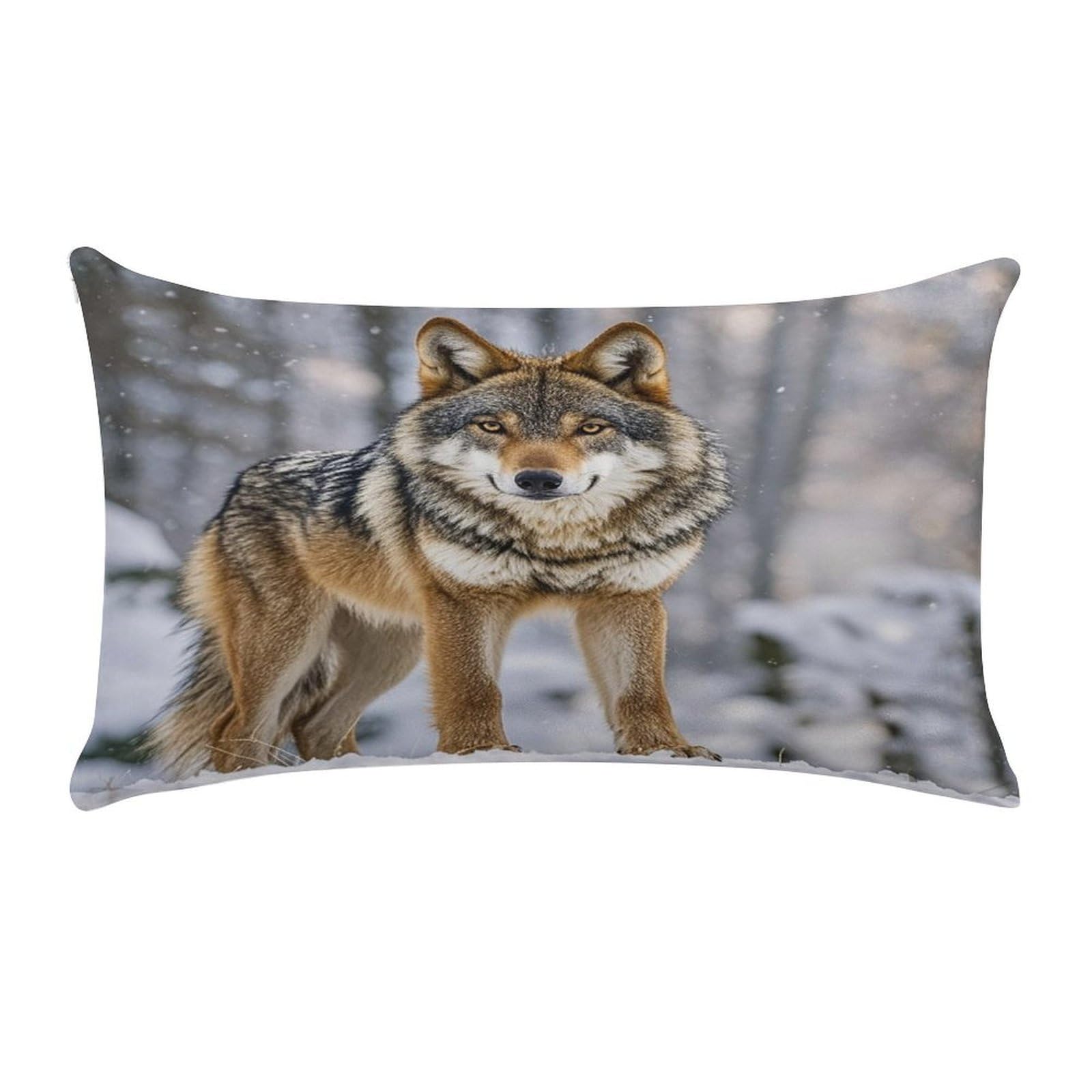 Wolf Pillow Case Decorative Rectangle Throw Pillow Cover Soft Plush Pillowcase Cozy Cushion Case Modern Pillow Sham Cushion Cover for Bedroom Sofa Couch 20 X 12 Inch