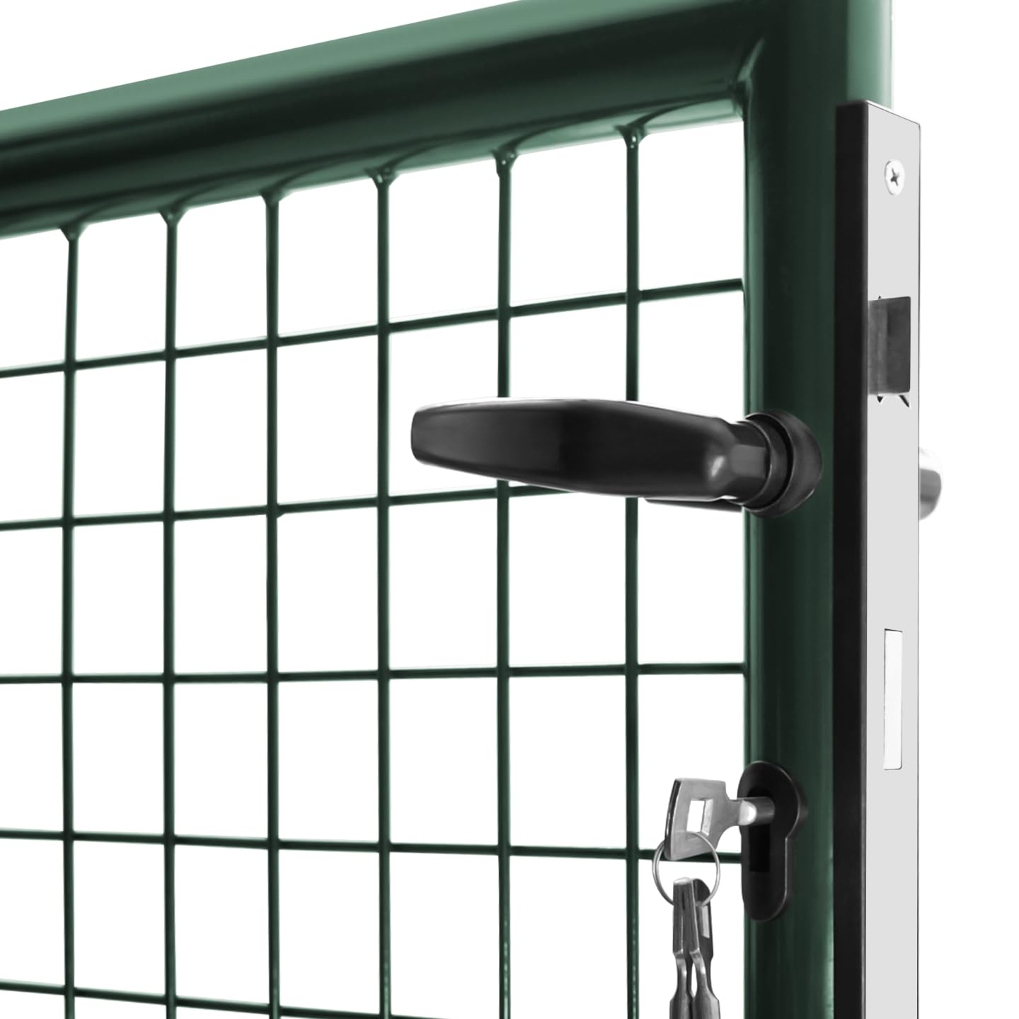 IDMarket - Cancello di recinzione in acciaio verde 315 x 150 cm con serratura e maniglia