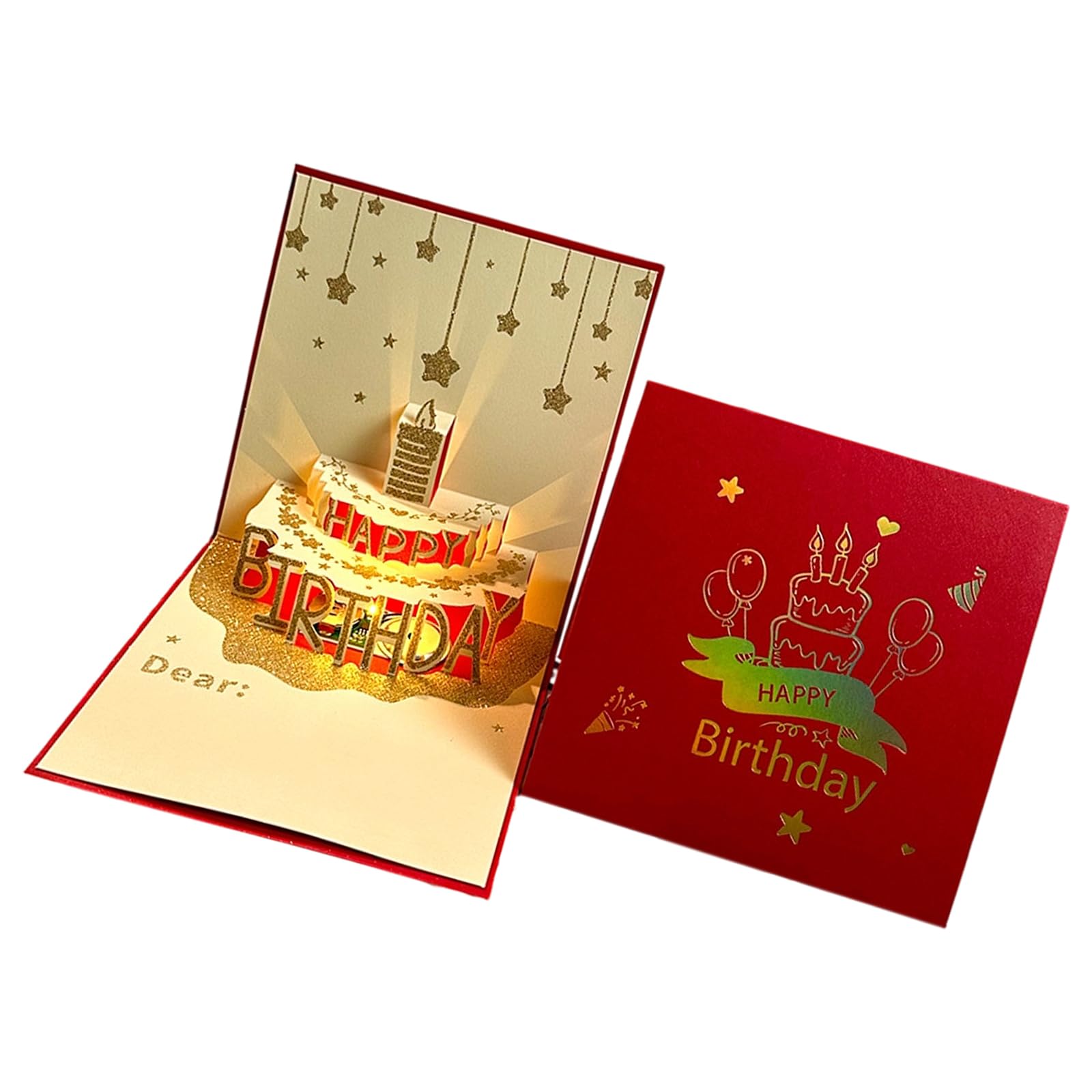 Tsophreniq Foldable Blessing Postcard 3D Popup Greeting Card with Sound and Light for Birthday Creative Surprise Musical Light Up
