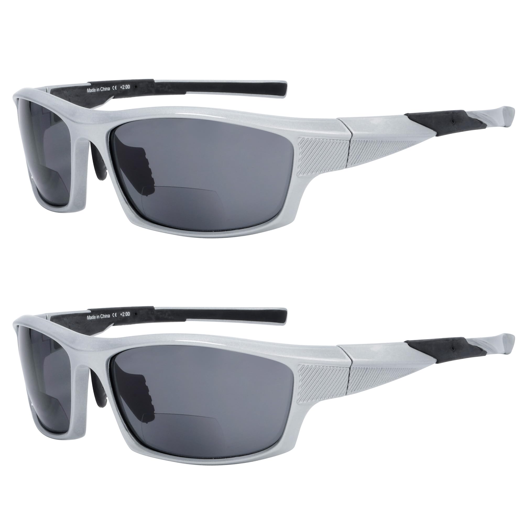 Eyekepper Bifocal Sunglasses for Women Men 2.0, Pearly-Silver Rectangular