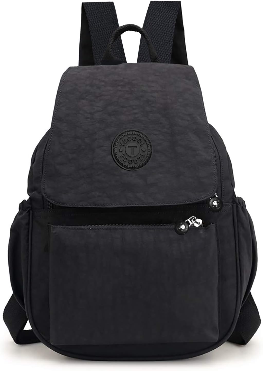 TECOOL Backpack Fashion Small Lightweight Nylon Water-Resistant Handbag Casual Daypack Rucksack for Women 34 cm Height, Black