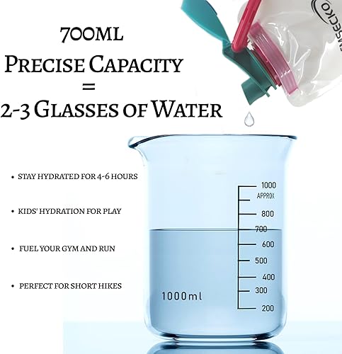 Miniatura 4 de Botella de agua plegable  23.7 fl oz plegable sin BPA mosquetón duradero para actividades al aire libre y viajes  Adecuado para agua, leche en polvo