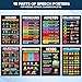 Decorably 15 Chalkboard Parts of Speech Grammar Posters for Classroom, 11x17in Educational, Matte-Laminated Decor - for School, Hallways, Bulletin Boards, Home Study Room