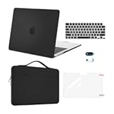 Compatible with MacBook Air 13 inch Case 2025 2024 2023 2022 M4 A3240 M3 A3113 M2 A2681&comma; Hard Shell&Sleeve Bag&Keyboard Skin&Webcam Cover&Screen Film for MacBook Air 13&period;6 inch&comma; Black