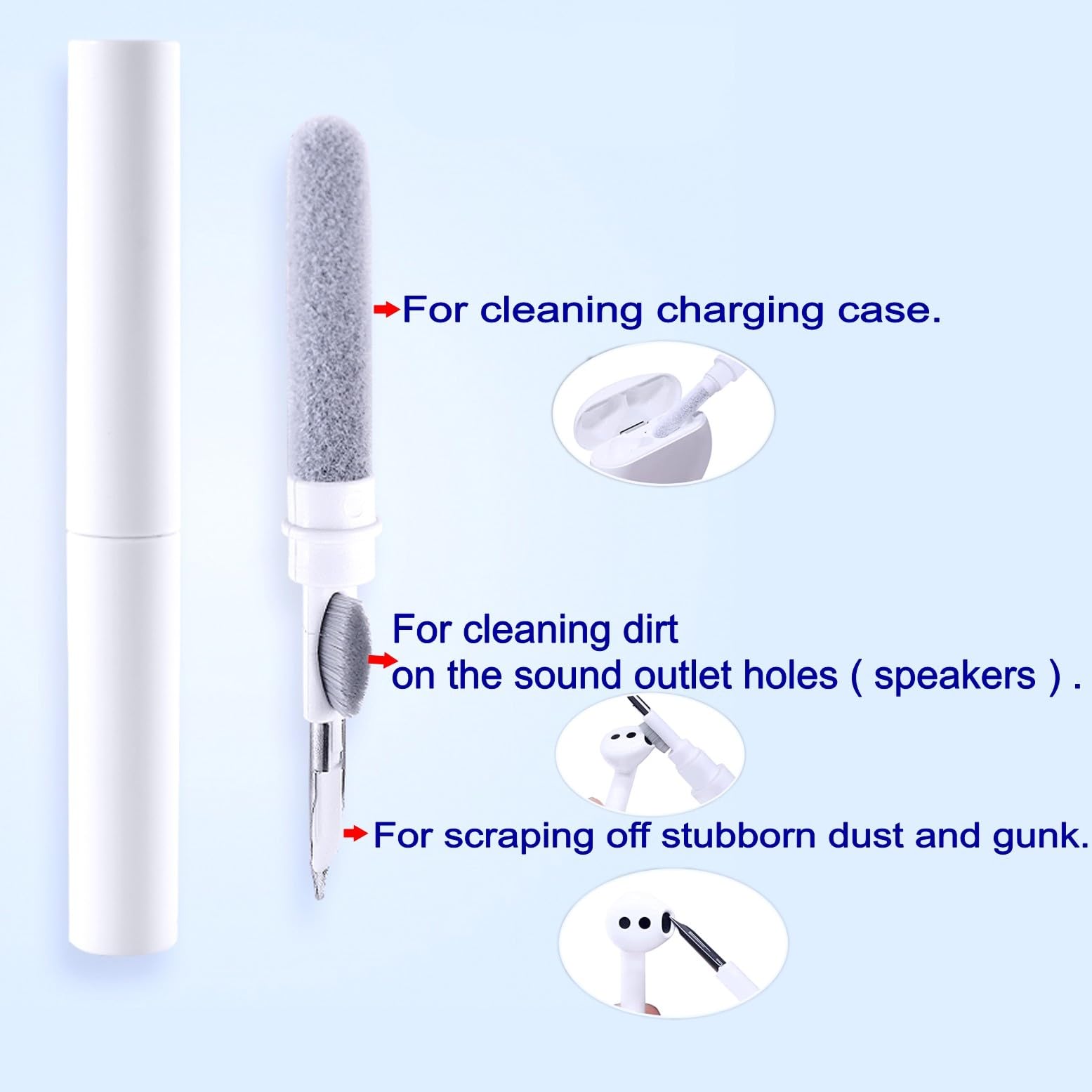 Kit Nettoyage pour Écouteurs sans Fil, Stylo-Brosse Nettoyage pour AirPods Samsung