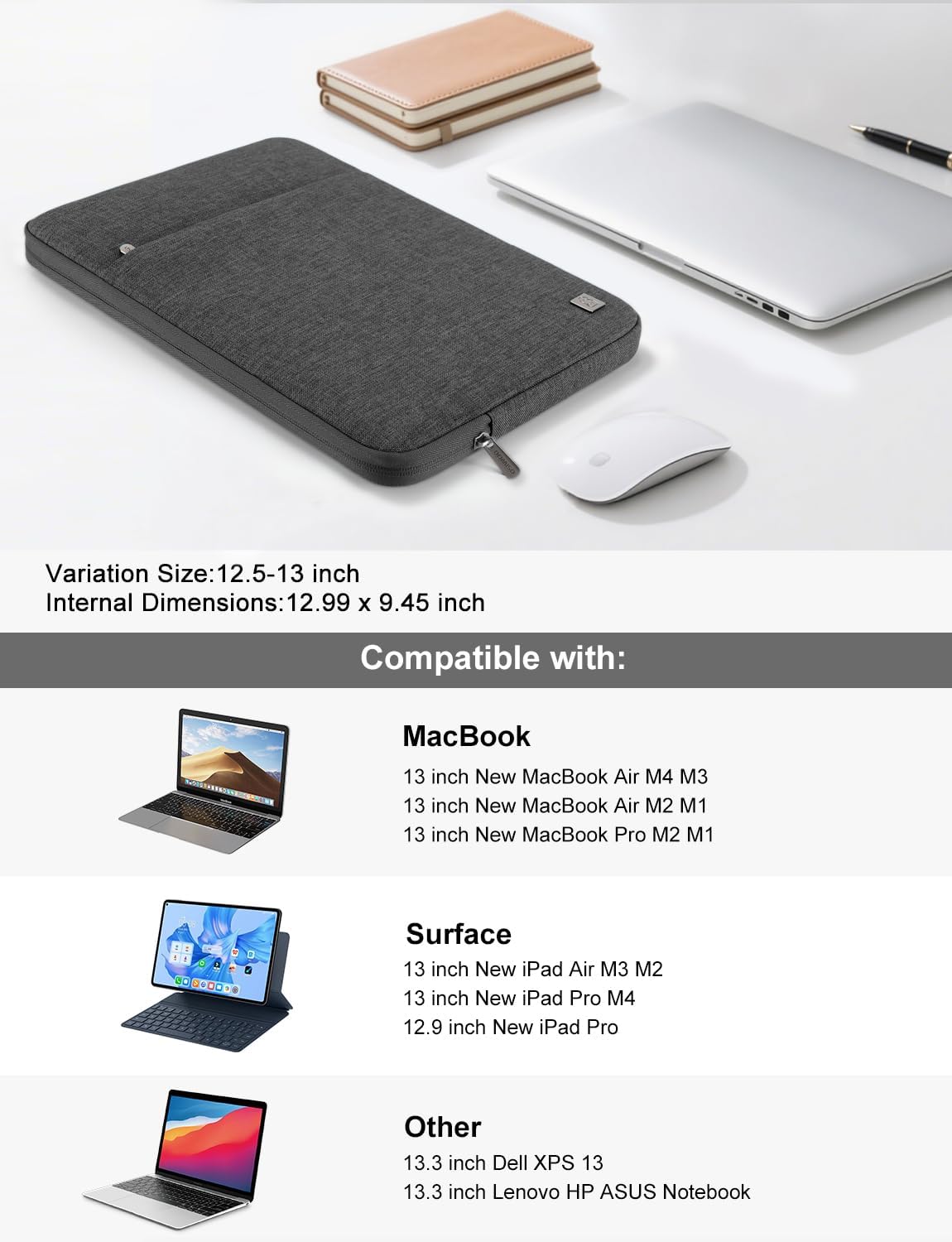 DOMISO Laptop Sleeve Case for 13 inch MacBook Air M5/A3449 2026,MacBook Pro image 2